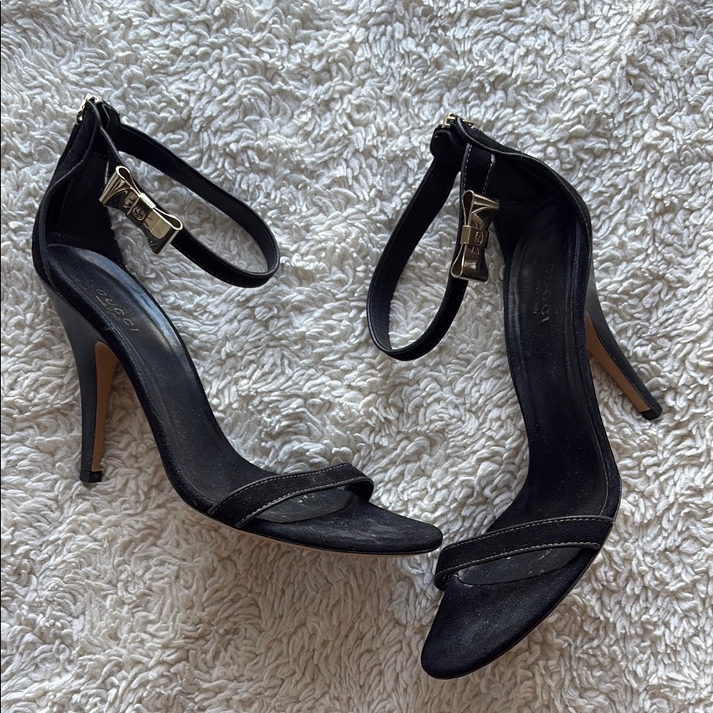 Gucci Black Stiletto Heels with Ankle Strap